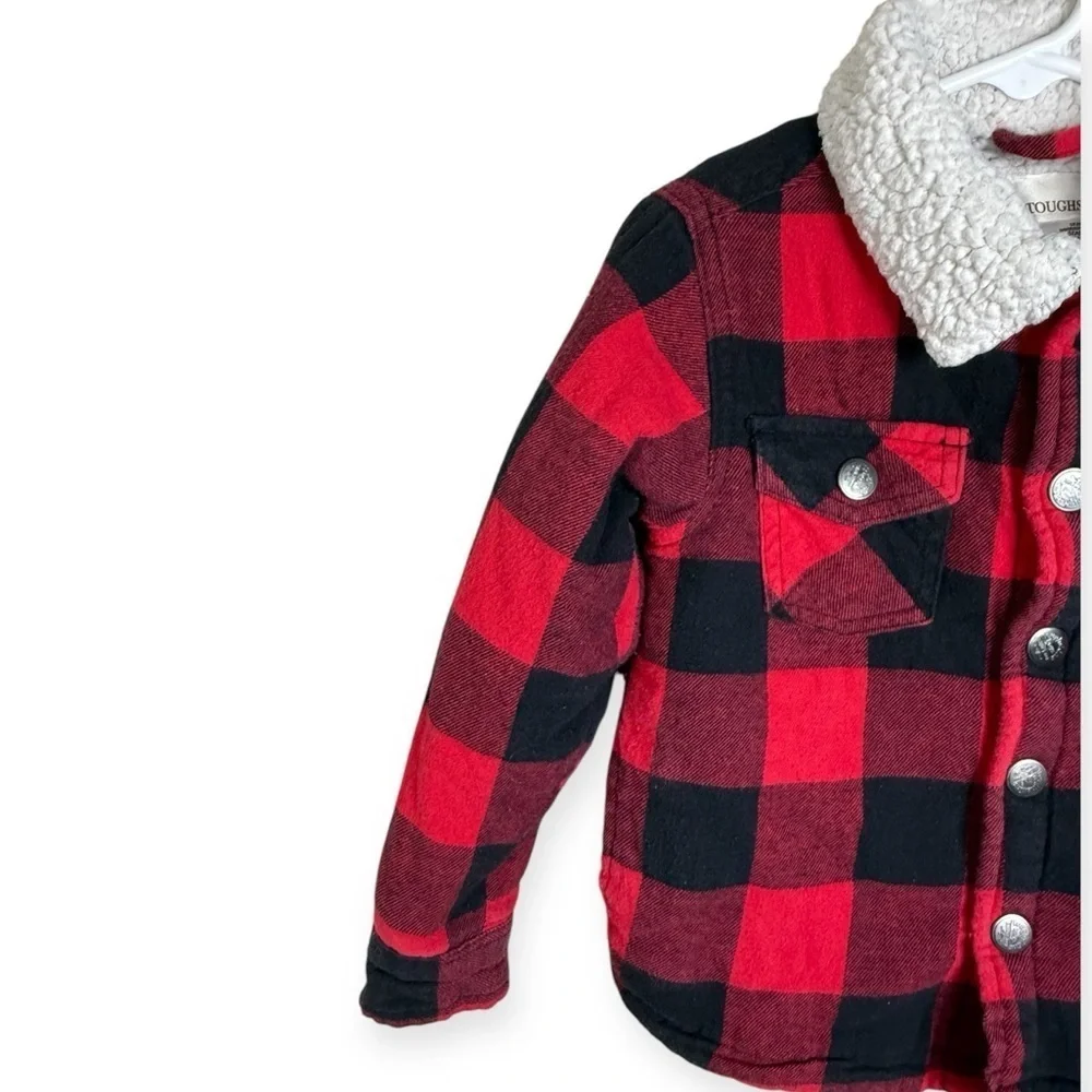 Red and Black Plaid Jacket with Sherpa Collar